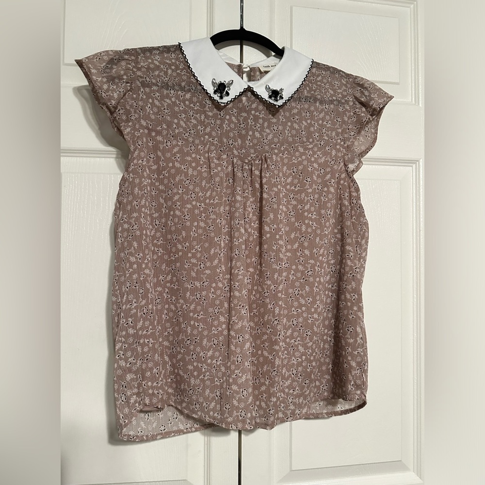 Faith and joy blouse with jeweled collar, size L, never worn